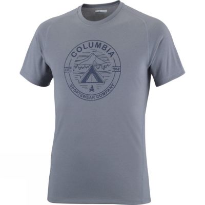 Crew Columbia Mountain Tech Logo Manga Corta Hombre - Gris - Chile FAO298614